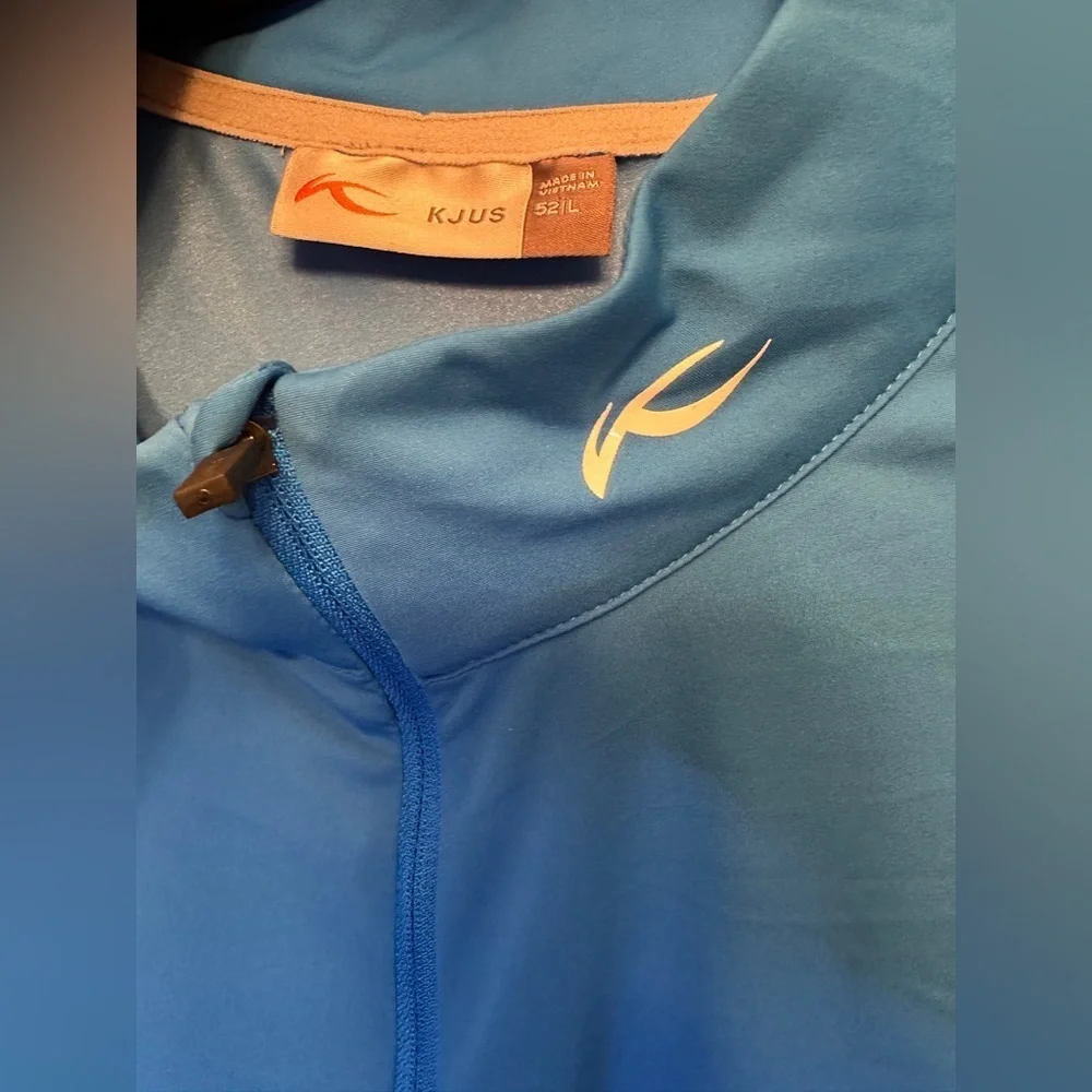 Kjus Dorian Half-Zip Golf Shirt Bright Blue Size 52 Large Lightweight‎ Tiny Logo